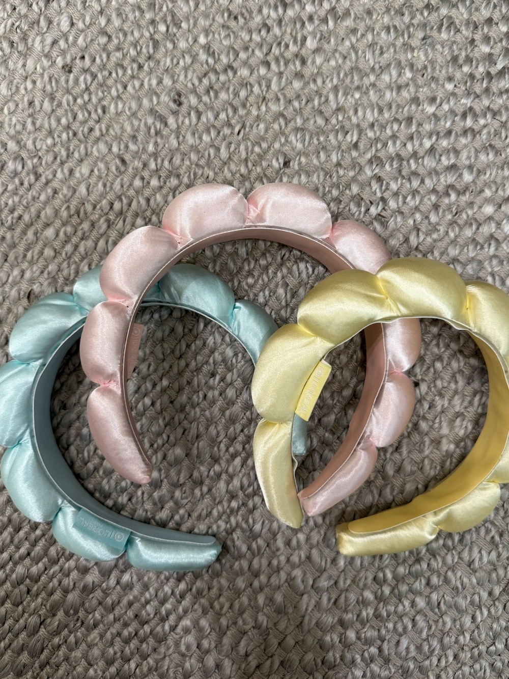 NEW Pastel Pink Blue Yellow Satin Bubble Headbands
